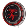 Fireball Retro Round Neon Wall Analog Clock with Pull Chain, 14.5"